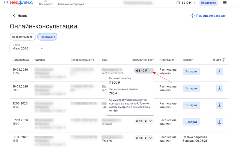предполагаемая оплата за услугу