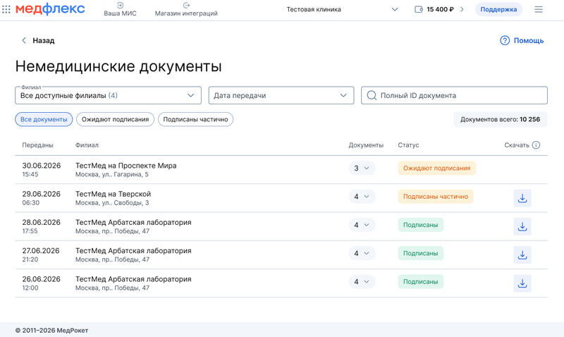 Страница немедицинские документы